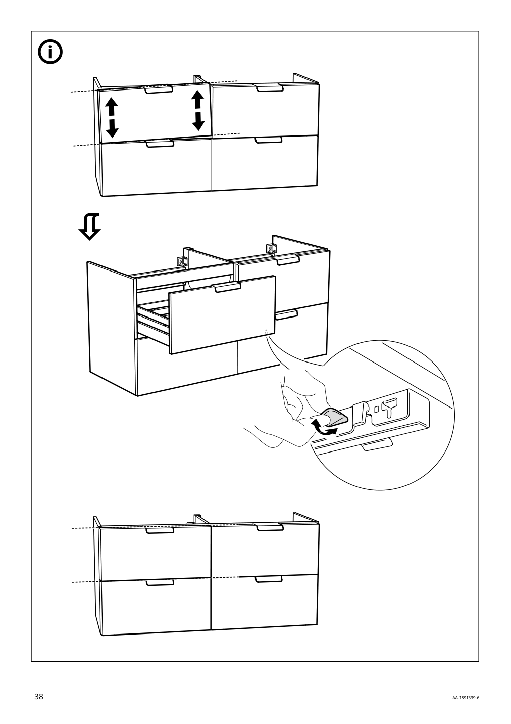 Assembly instructions for IKEA Godmorgon sink cabinet with 4 drawers white | Page 38 - IKEA GODMORGON / ODENSVIK sink cabinet with 4 drawers 892.932.26