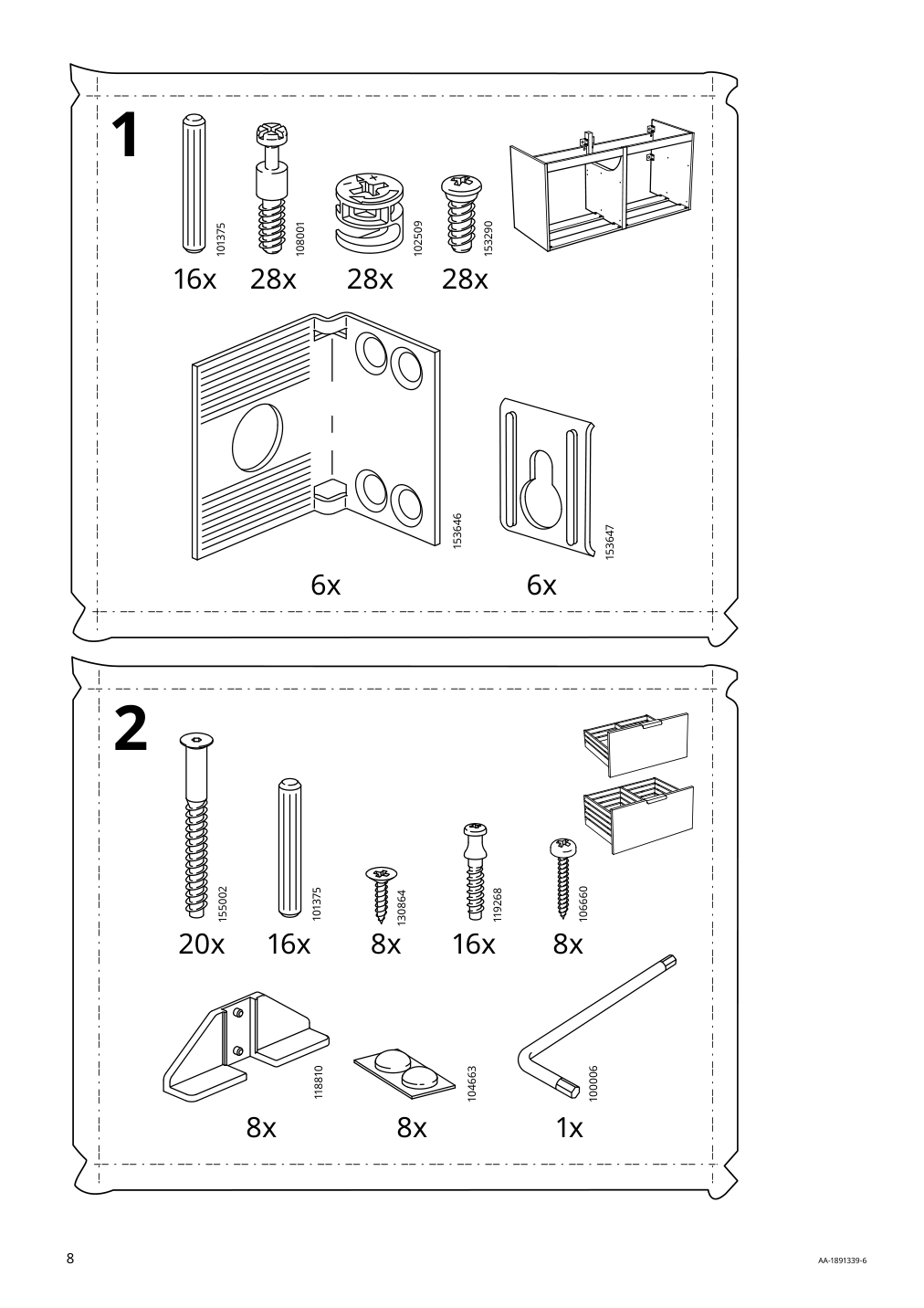 Assembly instructions for IKEA Godmorgon sink cabinet with 4 drawers white | Page 8 - IKEA GODMORGON sink cabinet with 4 drawers 603.441.32