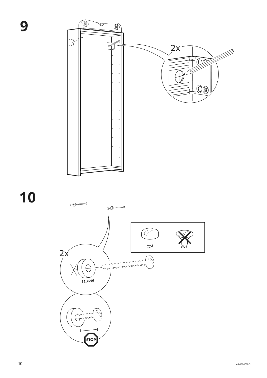 Assembly instructions for IKEA Godmorgon wall cabinet with 1 door brown stained ash effect | Page 10 - IKEA GODMORGON wall cabinet with 1 door 704.579.15