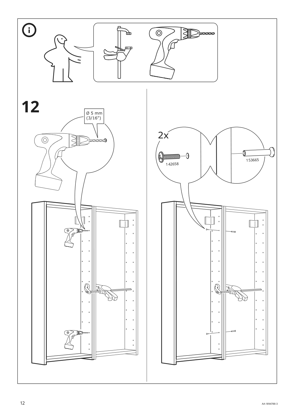 Assembly instructions for IKEA Godmorgon wall cabinet with 1 door brown stained ash effect | Page 12 - IKEA GODMORGON wall cabinet with 1 door 704.579.15