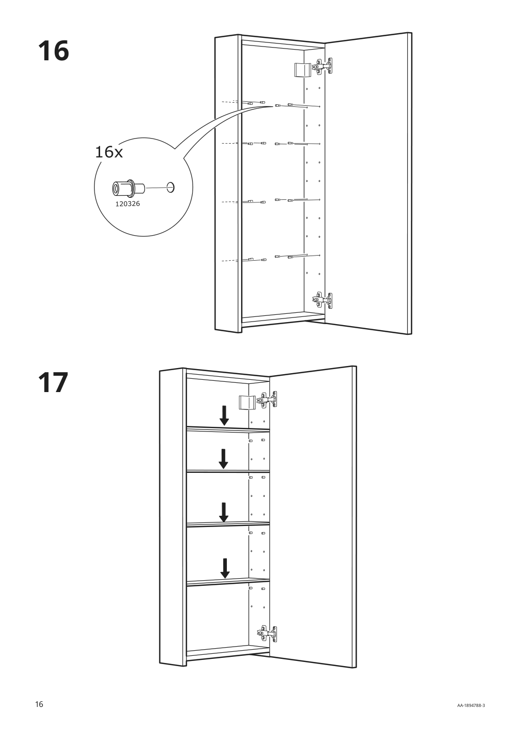 Assembly instructions for IKEA Godmorgon wall cabinet with 1 door brown stained ash effect | Page 16 - IKEA GODMORGON wall cabinet with 1 door 704.579.15