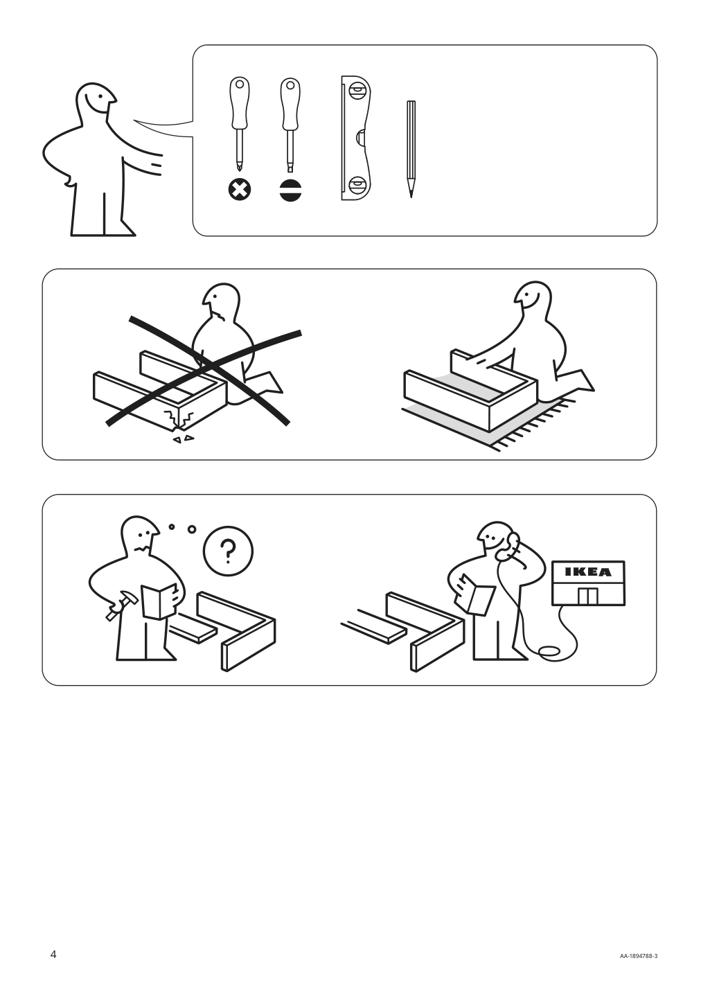 Assembly instructions for IKEA Godmorgon wall cabinet with 1 door brown stained ash effect | Page 4 - IKEA GODMORGON wall cabinet with 1 door 704.579.15