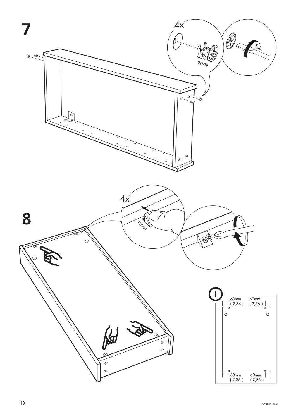 Assembly instructions for IKEA Godmorgon wall cabinet with 1 door high gloss gray | Page 10 - IKEA GODMORGON wall cabinet with 1 door 601.649.13