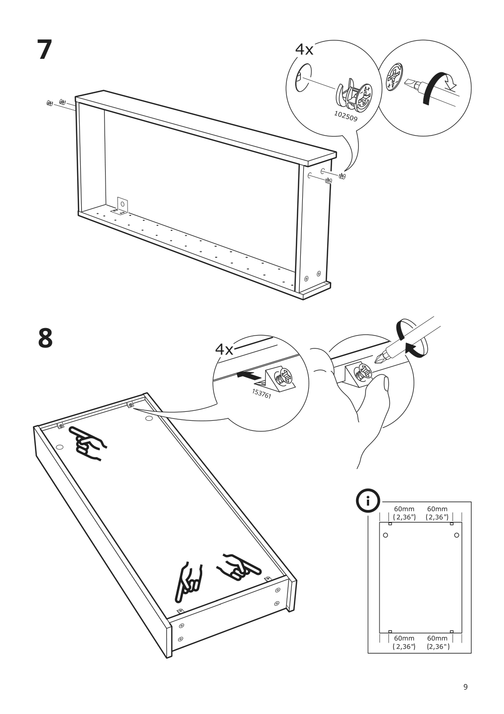 Assembly instructions for IKEA Godmorgon wall cabinet with 1 door white | Page 9 - IKEA GODMORGON wall cabinet with 1 door 402.810.98