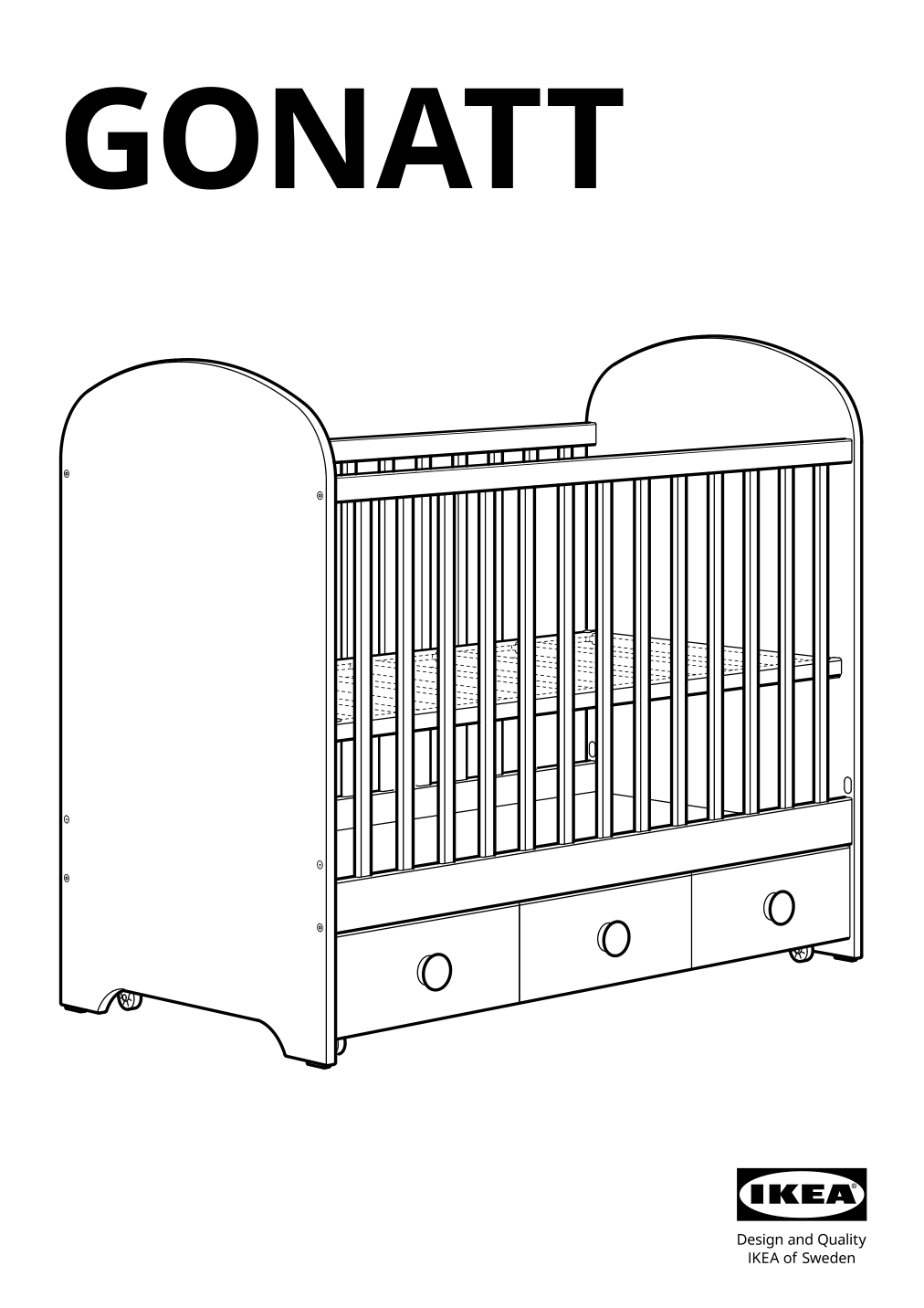 Assembly instructions for IKEA Gonatt crib with drawer white | Page 1 - IKEA GONATT crib with drawer 304.670.92