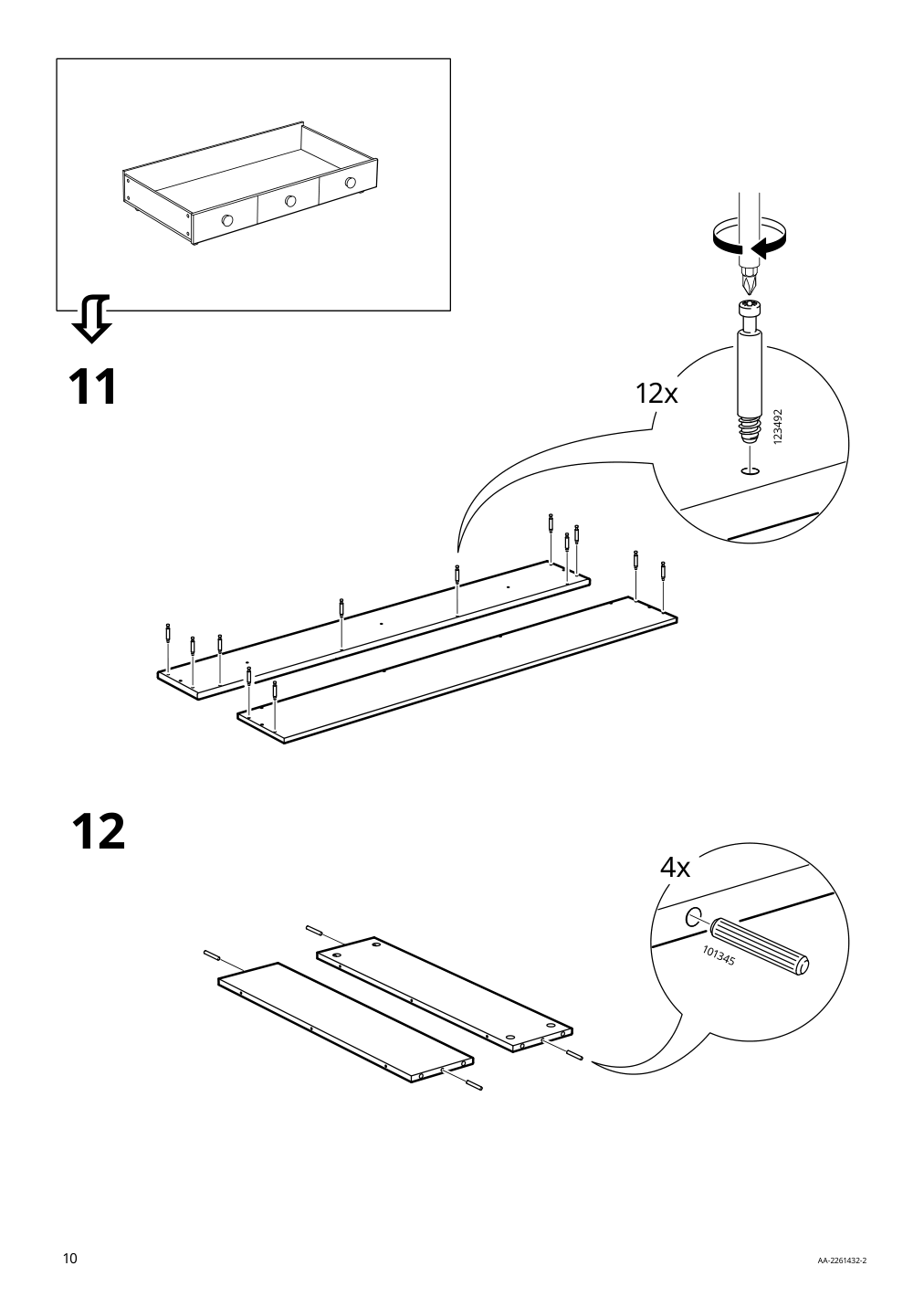 Assembly instructions for IKEA Gonatt crib with drawer white | Page 10 - IKEA GONATT crib with drawer 304.670.92