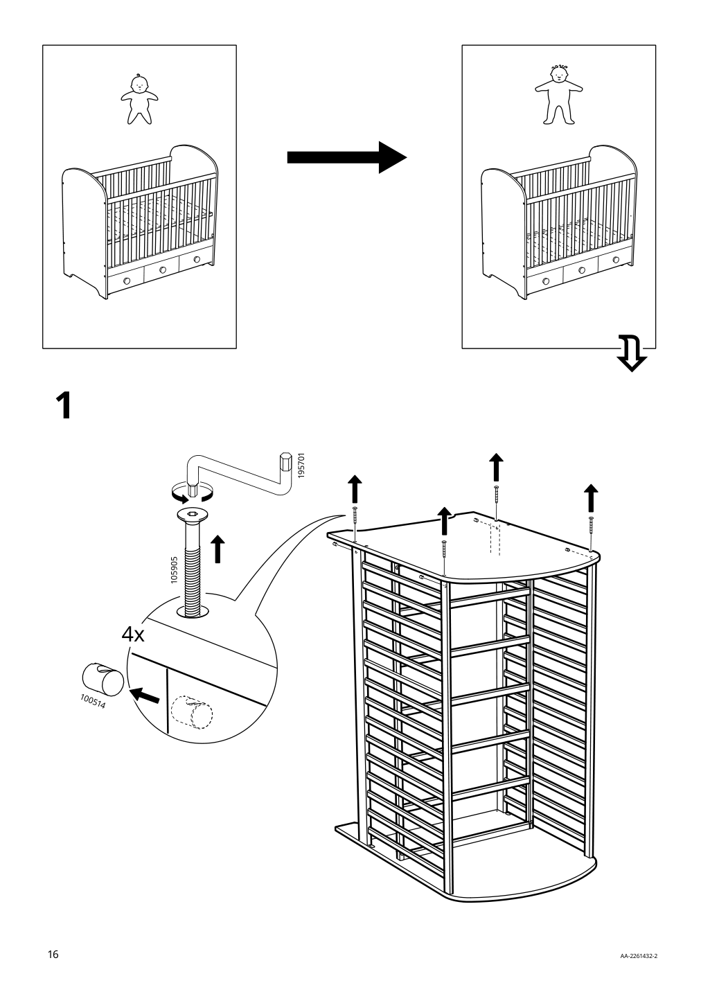 Assembly instructions for IKEA Gonatt crib with drawer white | Page 16 - IKEA GONATT crib with drawer 304.670.92