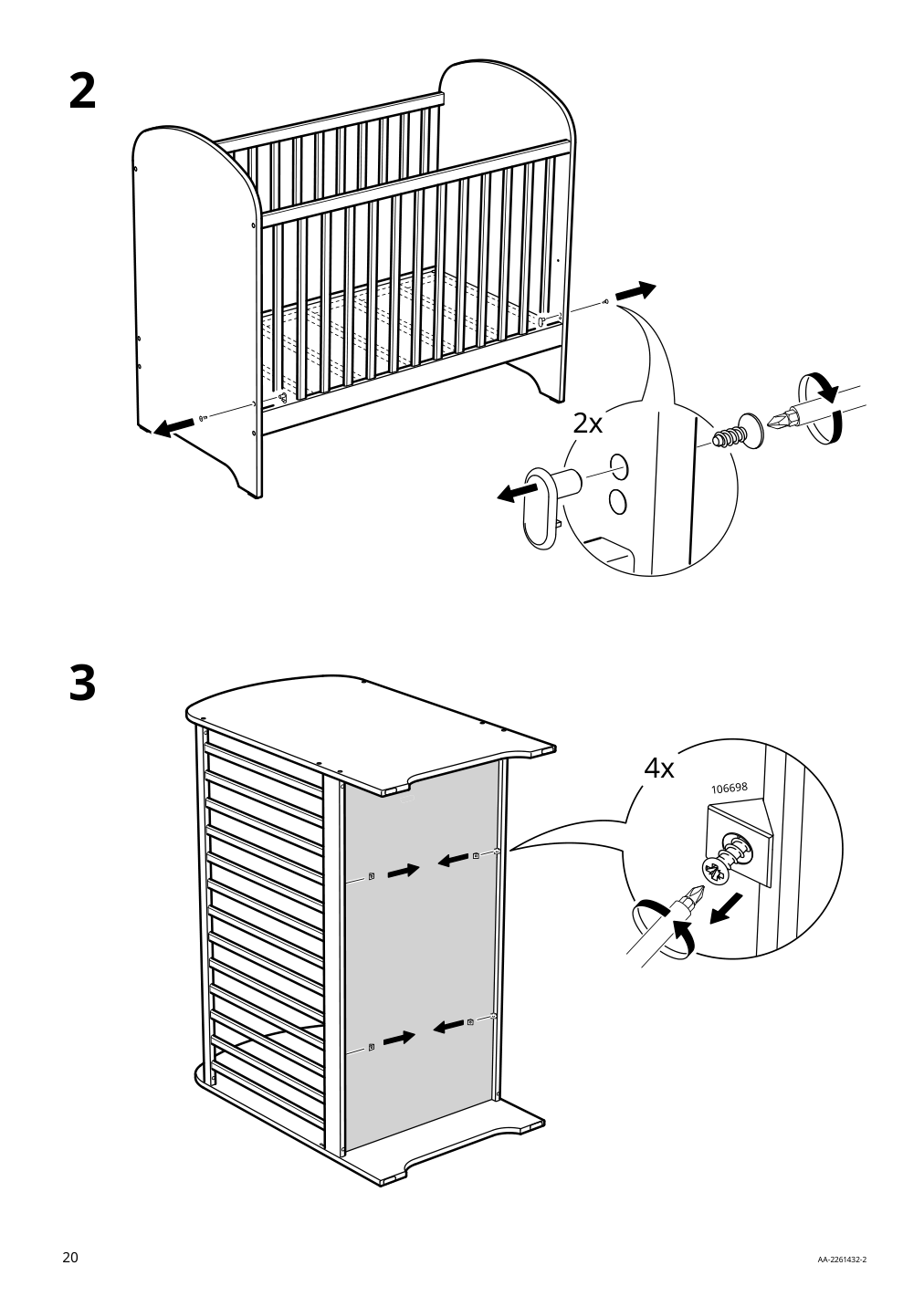 Assembly instructions for IKEA Gonatt crib with drawer white | Page 20 - IKEA GONATT crib with drawer 304.670.92