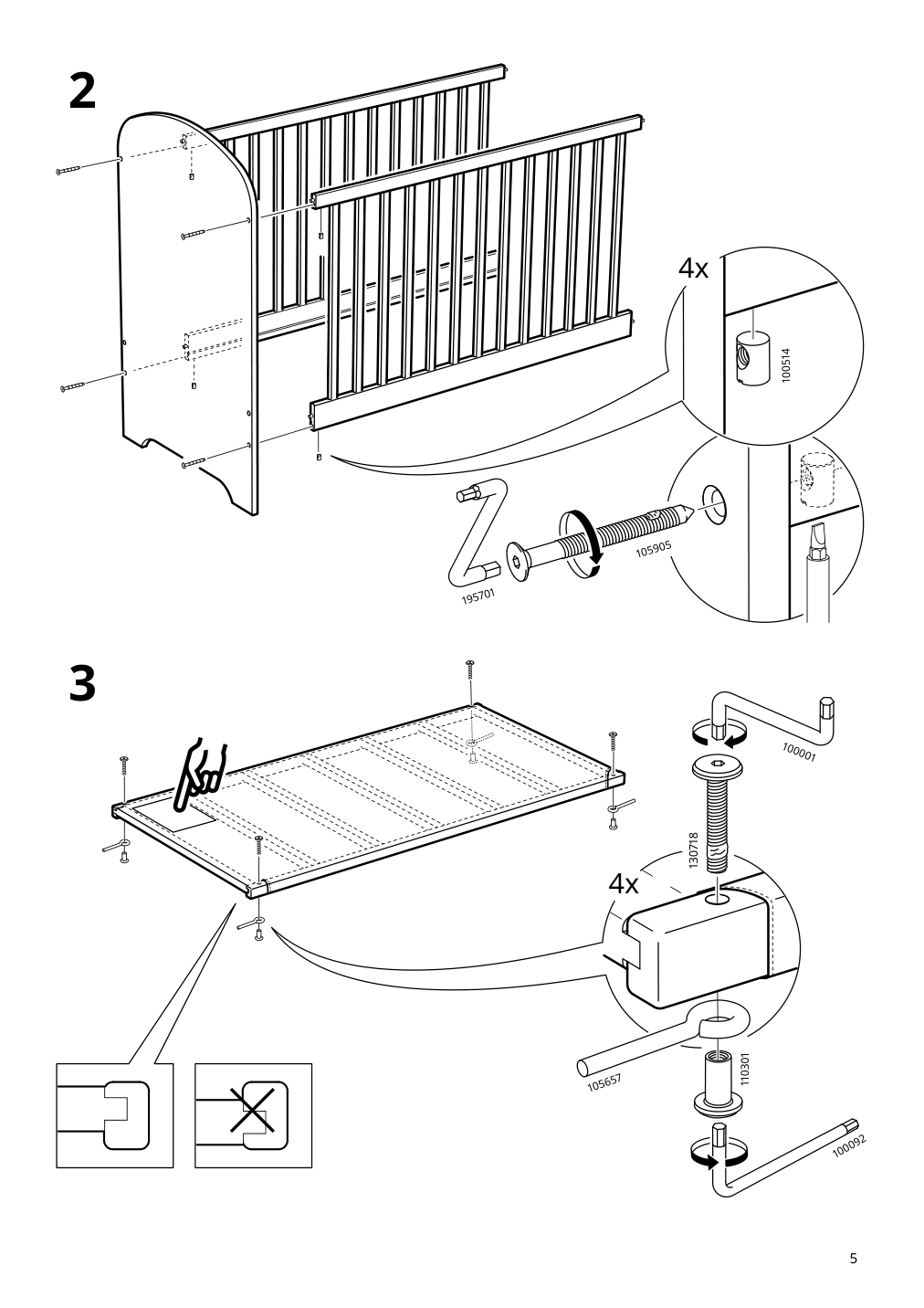 Assembly instructions for IKEA Gonatt crib with drawer white | Page 5 - IKEA GONATT crib with drawer 304.670.92