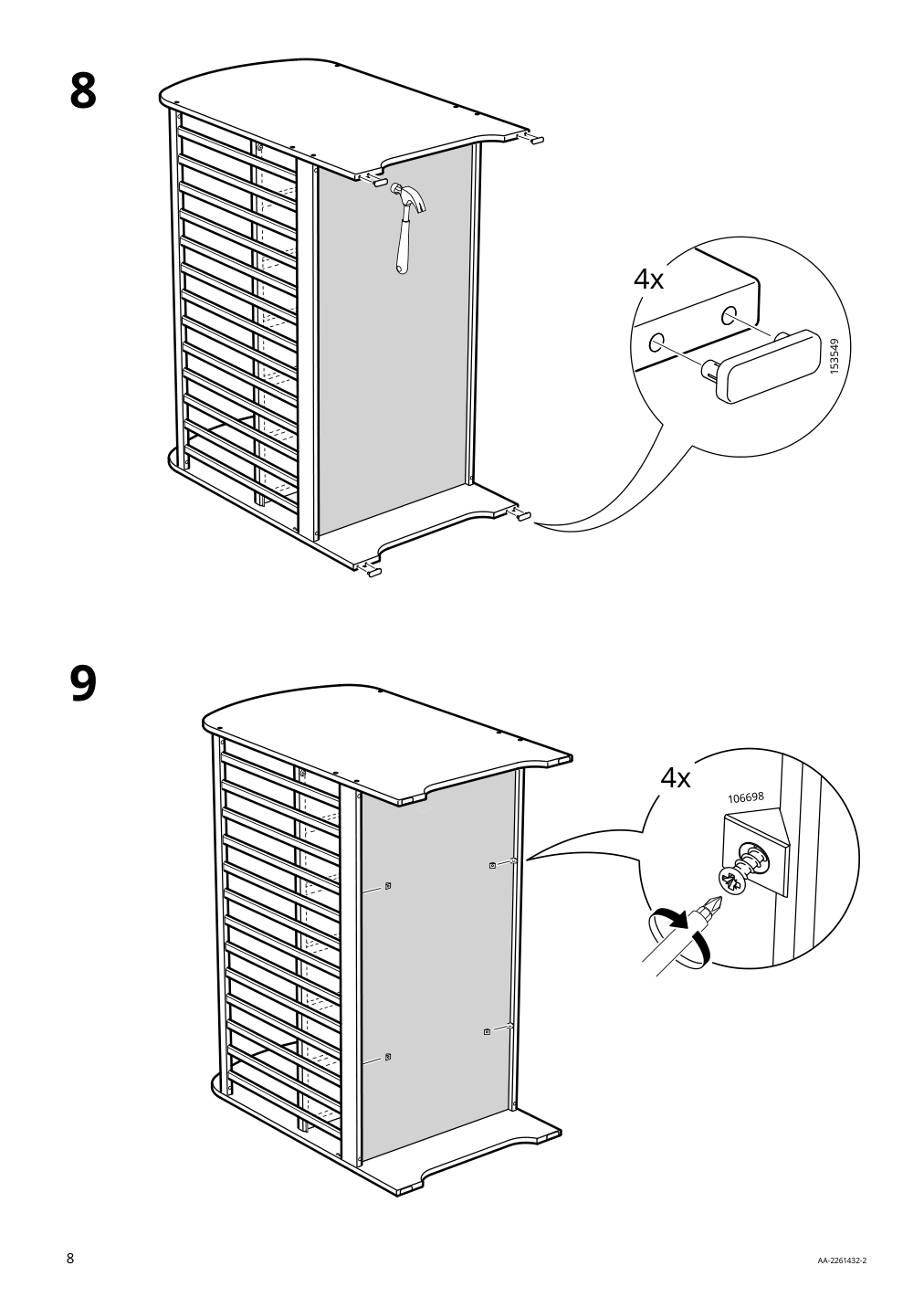 Assembly instructions for IKEA Gonatt crib with drawer white | Page 8 - IKEA GONATT crib with drawer 304.670.92