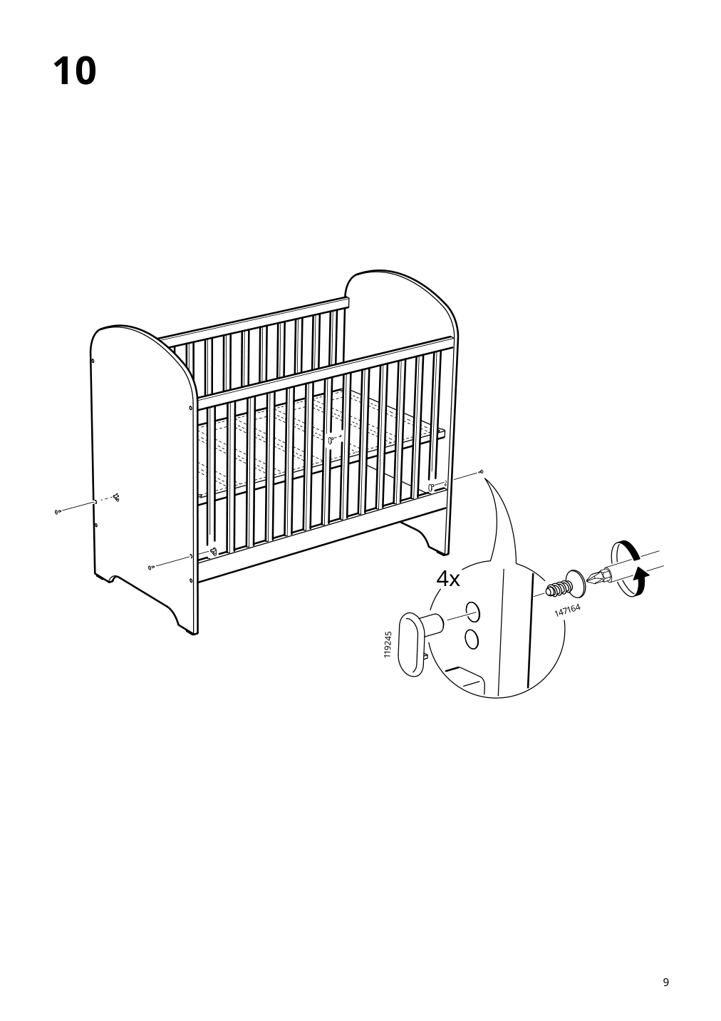 Assembly instructions for IKEA Gonatt crib with drawer white | Page 9 - IKEA GONATT crib with drawer 304.670.92