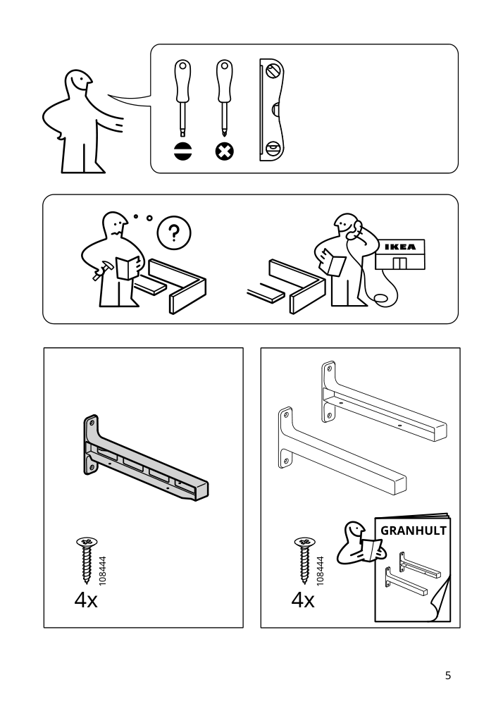 Assembly instructions for IKEA Granhult connecting bracket nickel plated | Page 5 - IKEA BRIMNES / BERGSHULT TV storage combination 193.986.70