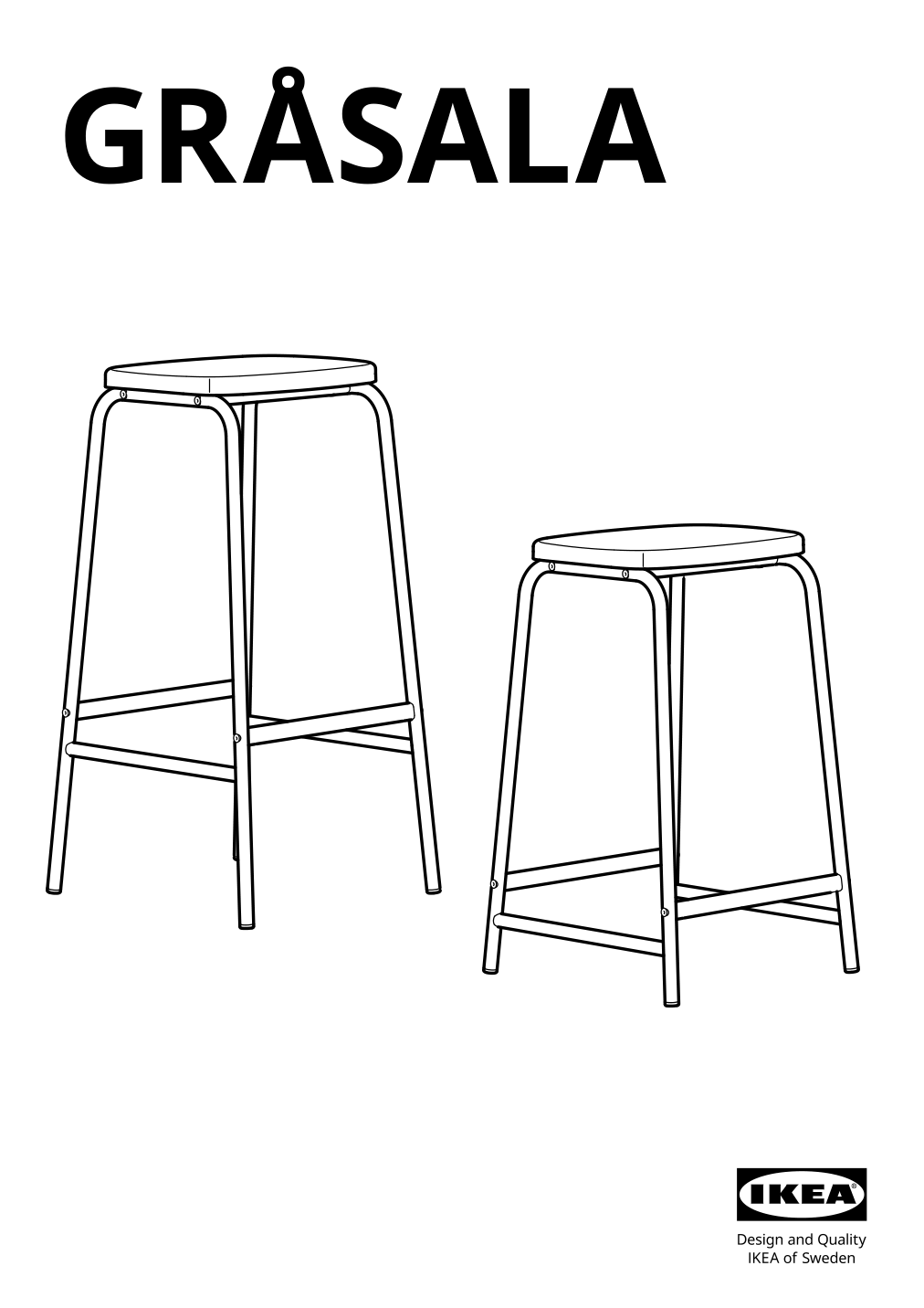 Assembly instructions for IKEA Grasala bar stool gray | Page 1 - IKEA GRÅSALA bar stool 505.154.45