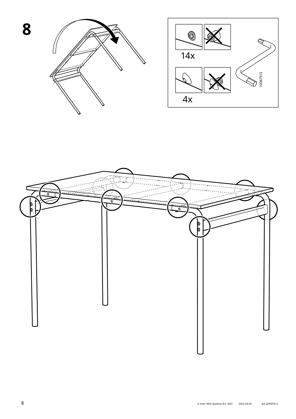 Assembly instructions for IKEA Grasala underframe for table top gray | Page 8 - IKEA GRÅSALA / GRÅSALA table and 4 chairs 694.840.43