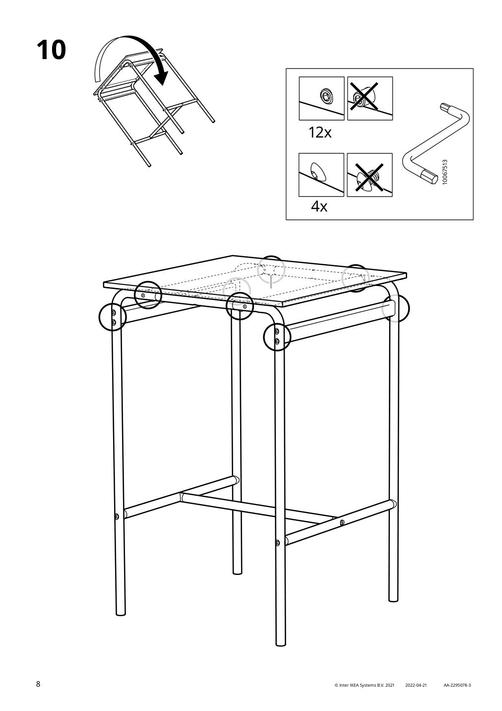 Assembly instructions for IKEA Grasala underframe for table top gray | Page 8 - IKEA GRÅSALA / GRÅSALA bar table and 2 bar stools 894.840.56