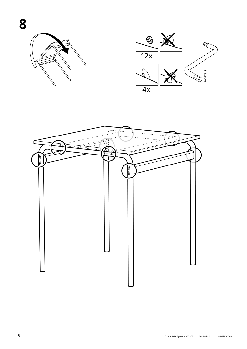 Assembly instructions for IKEA Grasala underframe for table top gray | Page 8 - IKEA GRÅSALA / ÖSTANÖ table and 2 chairs 195.513.89