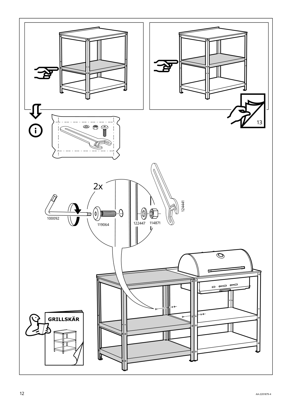 Assembly instructions for IKEA Grillskaer charcoal grill black stainless steel outdoor | Page 12 - IKEA GRILLSKÄR charcoal grill w kitchen island 994.952.38