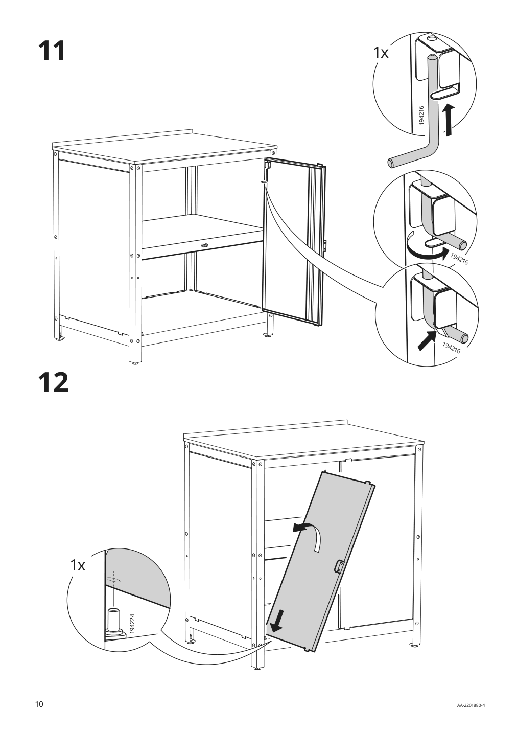 Assembly instructions for IKEA Grillskaer door side units back black stainless steel outdoor | Page 10 - IKEA GRILLSKÄR outdoor kitchen 494.185.39