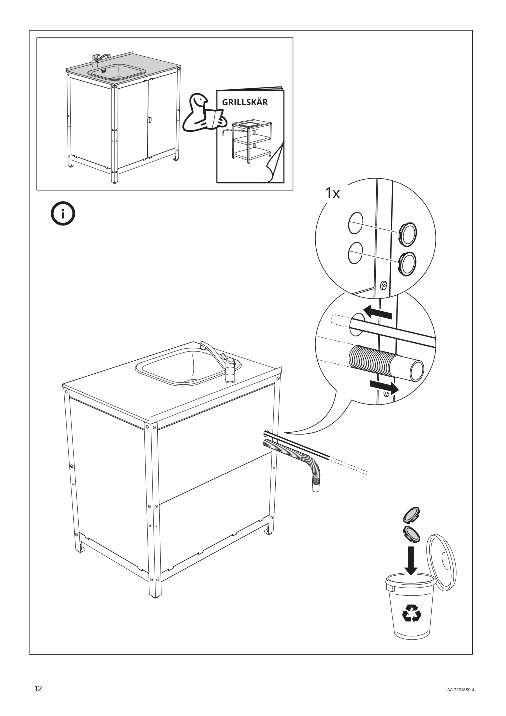 Assembly instructions for IKEA Grillskaer door side units back black stainless steel outdoor | Page 12 - IKEA GRILLSKÄR outdoor kitchen 394.185.73