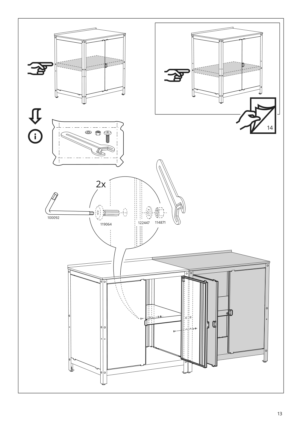 Assembly instructions for IKEA Grillskaer door side units back black stainless steel outdoor | Page 13 - IKEA GRILLSKÄR kitchen island shelf unit 293.901.07