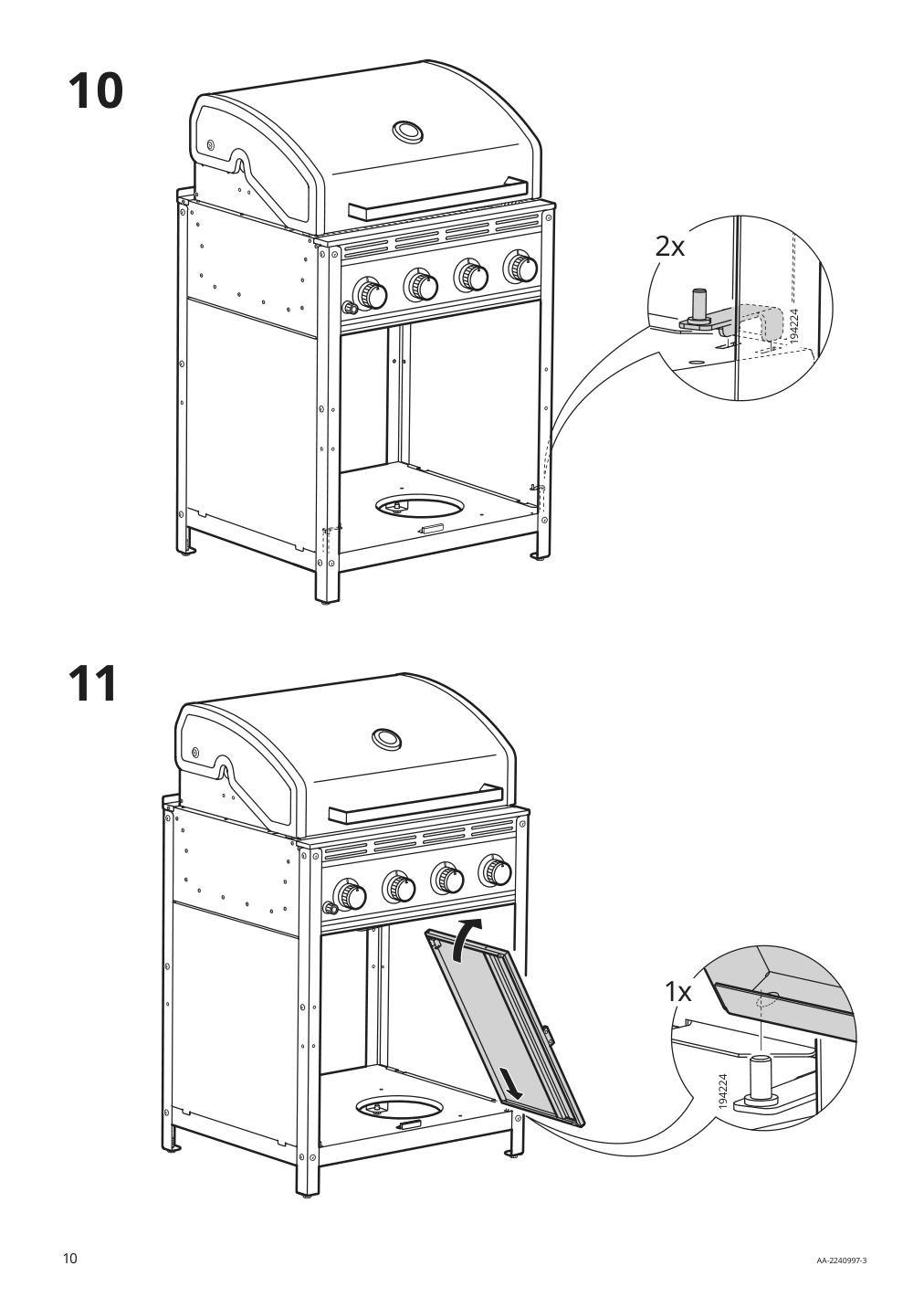 Assembly instructions for IKEA Grillskaer gas grill black stainless steel outdoor | Page 10 - IKEA GRILLSKÄR outdoor kitchen 394.222.64