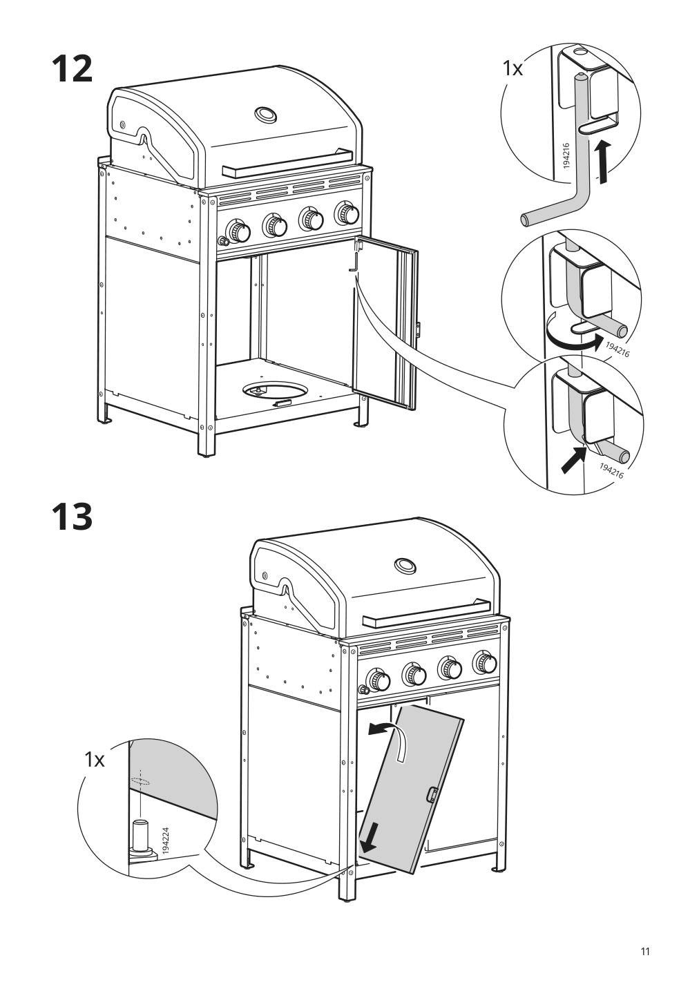 Assembly instructions for IKEA Grillskaer gas grill black stainless steel outdoor | Page 11 - IKEA GRILLSKÄR gas grill w kitchen island 895.049.69