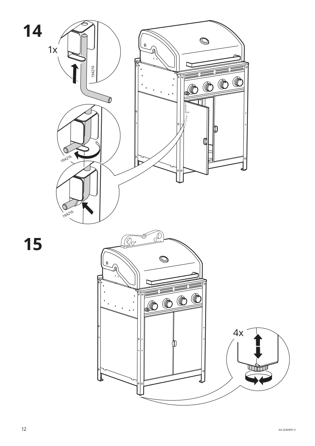 Assembly instructions for IKEA Grillskaer gas grill black stainless steel outdoor | Page 12 - IKEA GRILLSKÄR outdoor kitchen 394.185.73