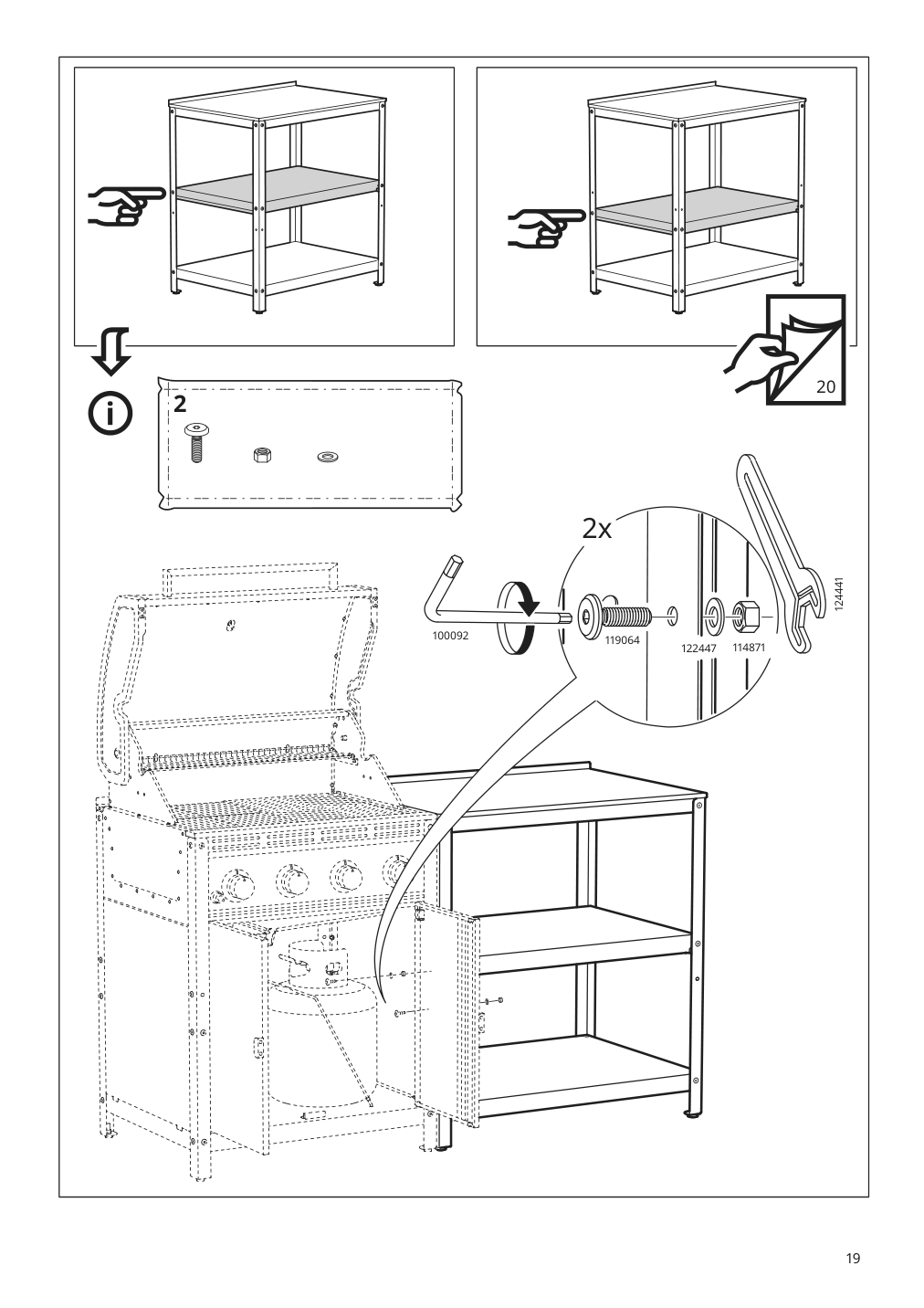 Assembly instructions for IKEA Grillskaer gas grill black stainless steel outdoor | Page 19 - IKEA GRILLSKÄR outdoor kitchen 394.222.64