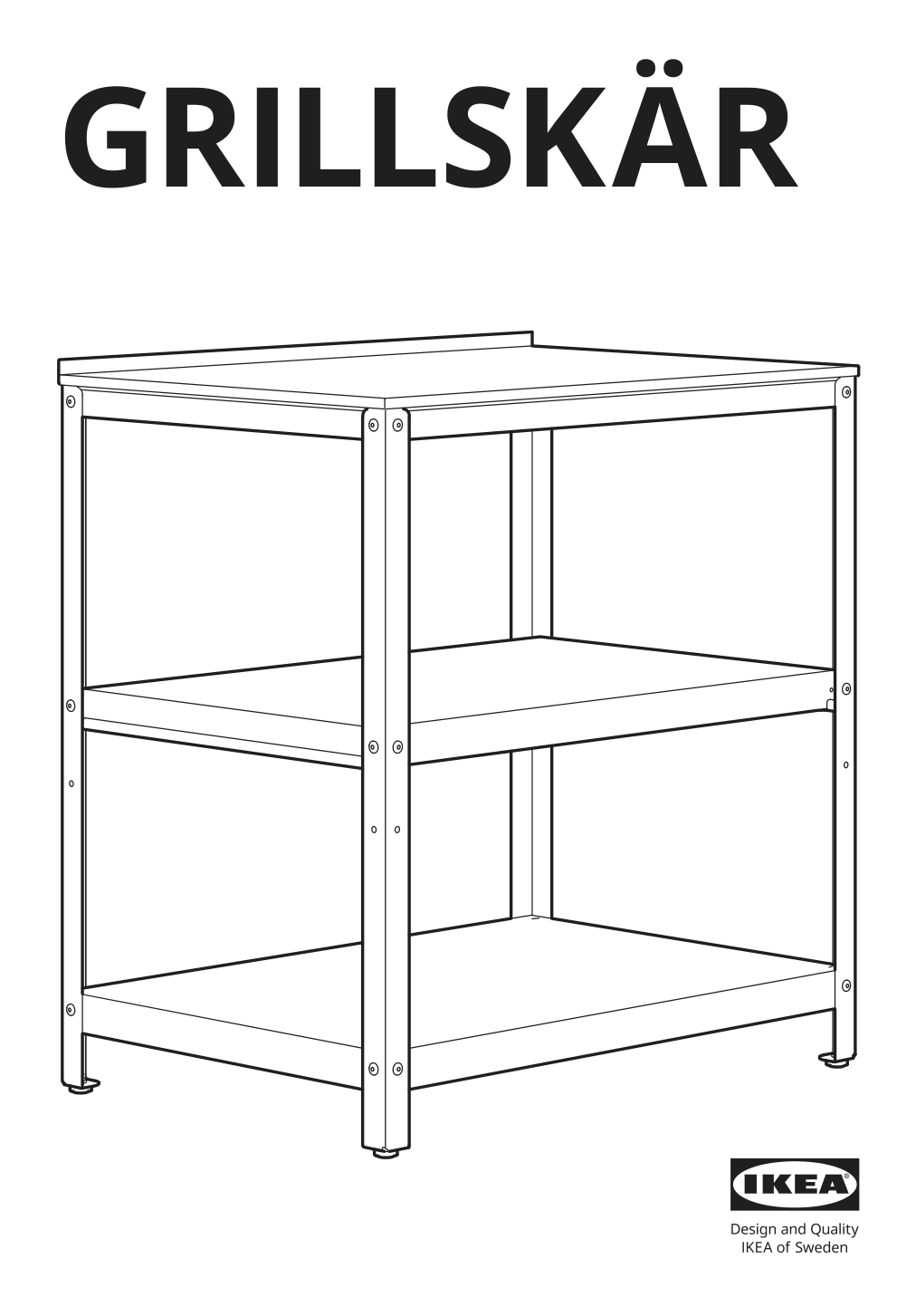 Assembly instructions for IKEA Grillskaer kitchen island shelf unit black stainless steel outdoor | Page 1 - IKEA GRILLSKÄR kitchen island shelf unit 504.714.46