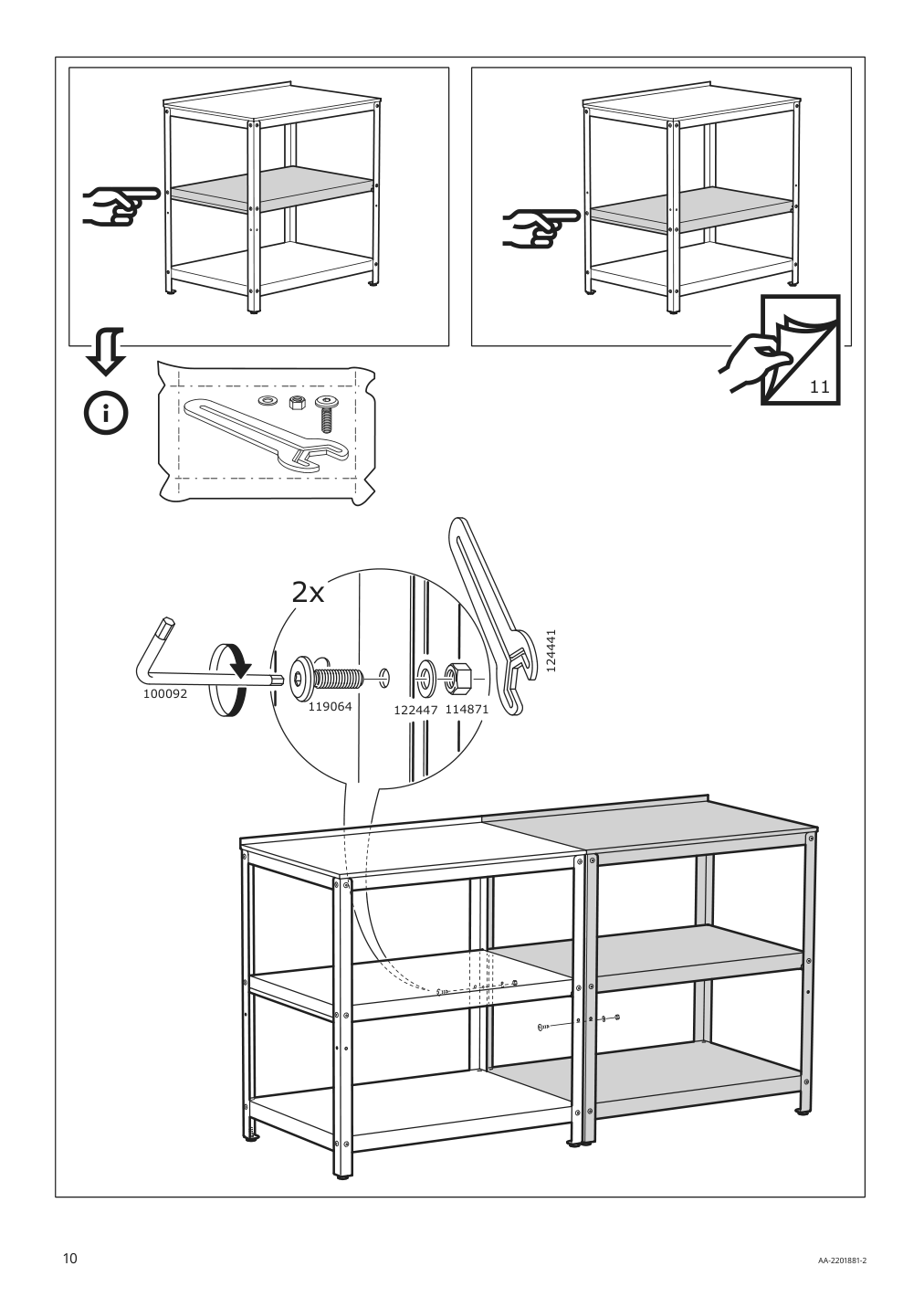 Assembly instructions for IKEA Grillskaer kitchen island shelf unit black stainless steel outdoor | Page 10 - IKEA GRILLSKÄR kitchen island shelf unit 504.714.46