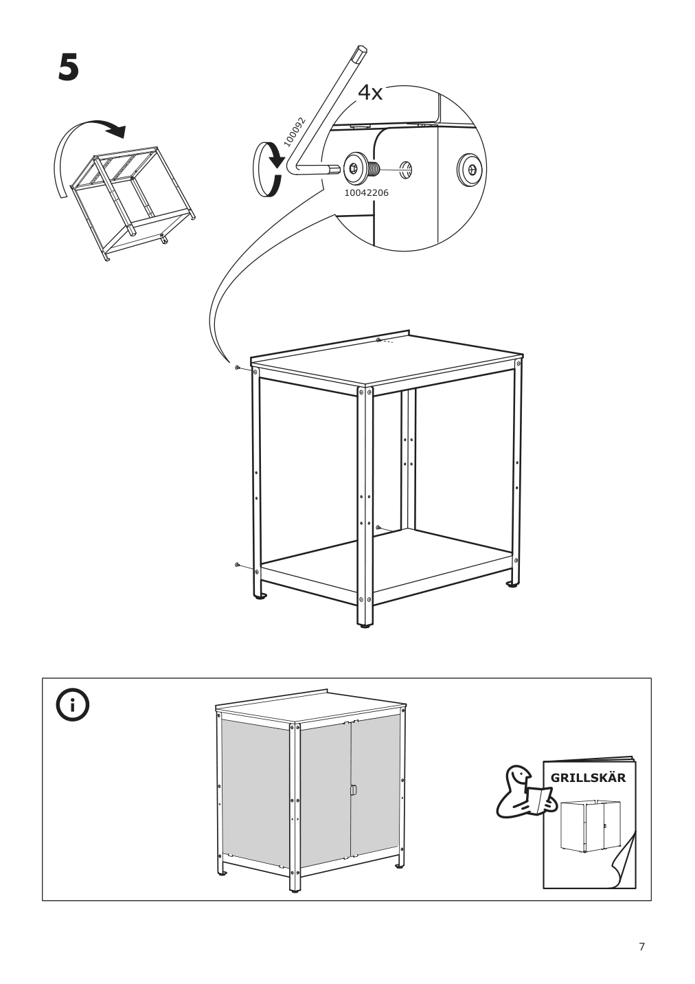 Assembly instructions for IKEA Grillskaer kitchen island shelf unit black stainless steel outdoor | Page 7 - IKEA GRILLSKÄR kitchen island shelf unit 293.901.07