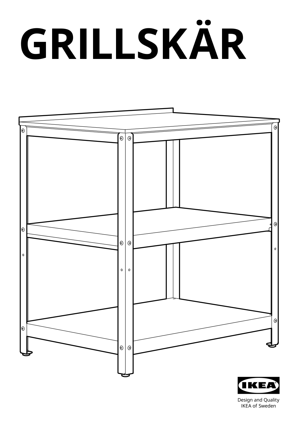 Assembly instructions for IKEA Grillskaer kitchen island shelf unit black stainless steel outdoor | Page 1 - IKEA GRILLSKÄR outdoor kitchen 494.185.39