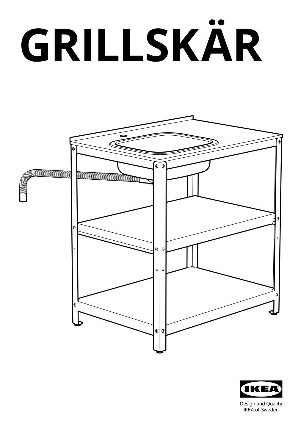 Assembly instructions for IKEA Grillskaer sink unit black stainless steel outdoor | Page 1 - IKEA GRILLSKÄR outdoor kitchen 394.185.73