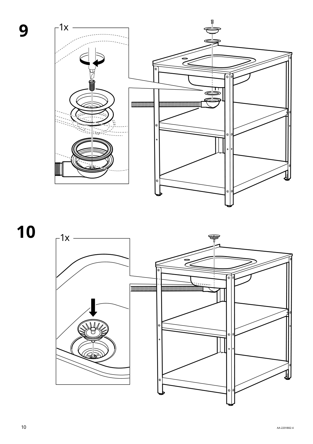 Assembly instructions for IKEA Grillskaer sink unit black stainless steel outdoor | Page 10 - IKEA GRILLSKÄR sink unit 304.896.64