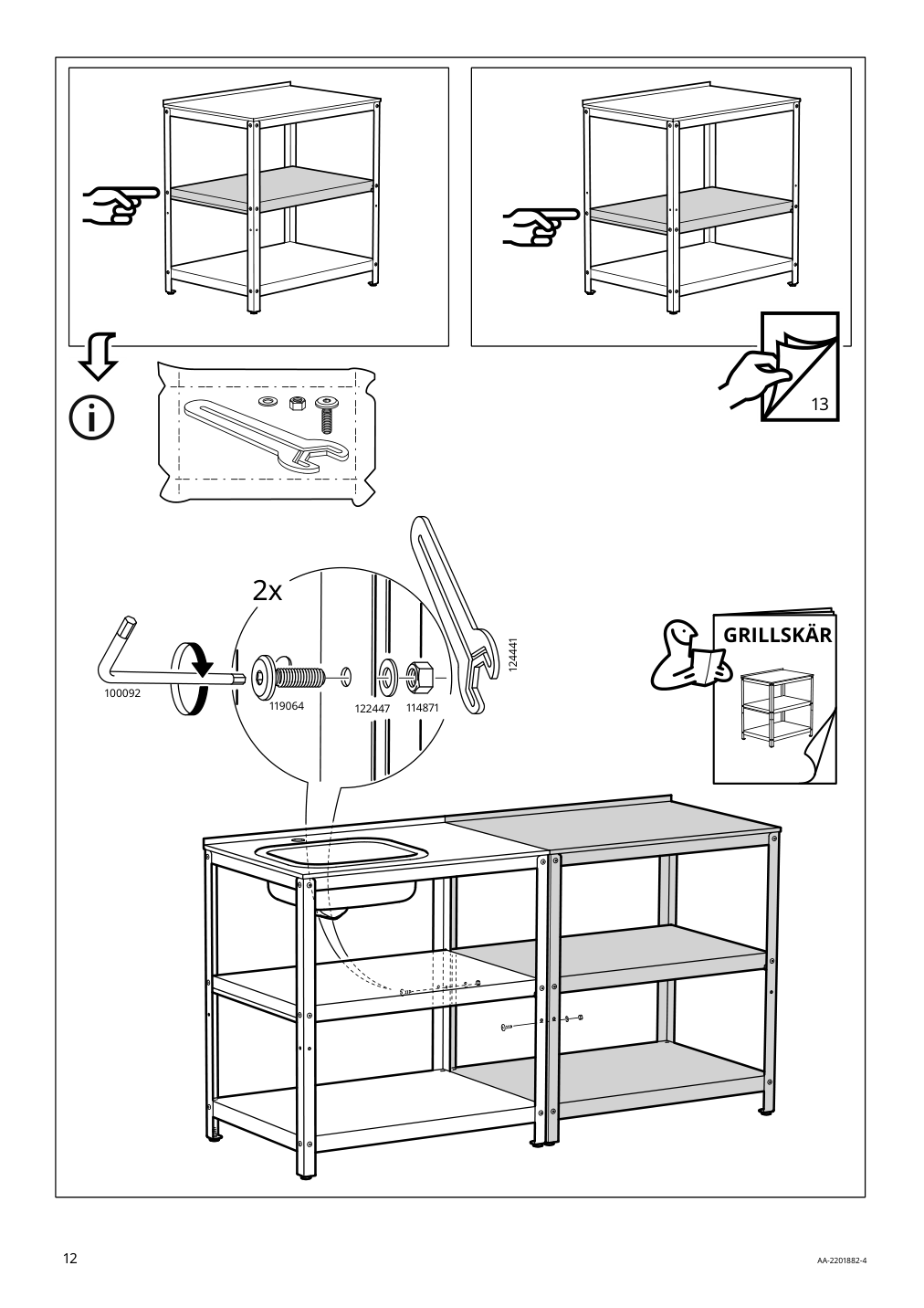 Assembly instructions for IKEA Grillskaer sink unit black stainless steel outdoor | Page 12 - IKEA GRILLSKÄR outdoor kitchen 394.185.73