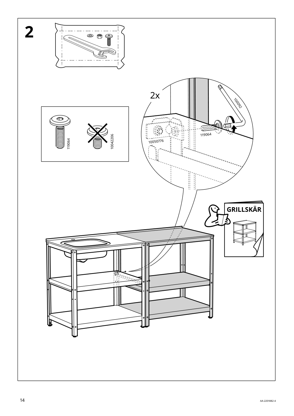 Assembly instructions for IKEA Grillskaer sink unit black stainless steel outdoor | Page 14 - IKEA GRILLSKÄR outdoor kitchen 394.185.73