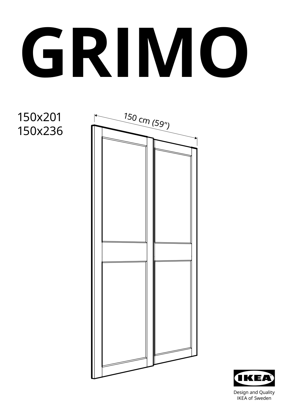 Assembly instructions for IKEA Grimo pair of sliding doors white | Page 1 - IKEA PAX / GRIMO wardrobe 394.297.79