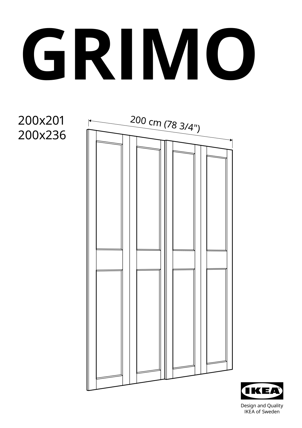 Assembly instructions for IKEA Grimo pair of sliding doors white | Page 1 - IKEA PAX / GRIMO wardrobe combination 994.329.72