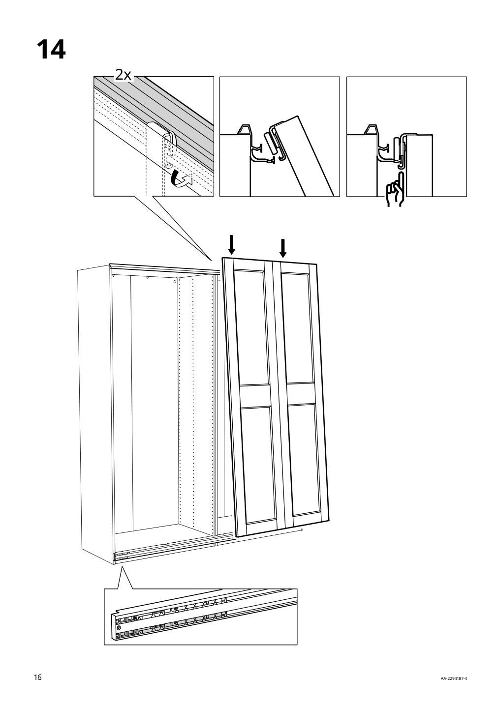 Assembly instructions for IKEA Grimo pair of sliding doors white | Page 16 - IKEA PAX / GRIMO wardrobe combination 994.329.72