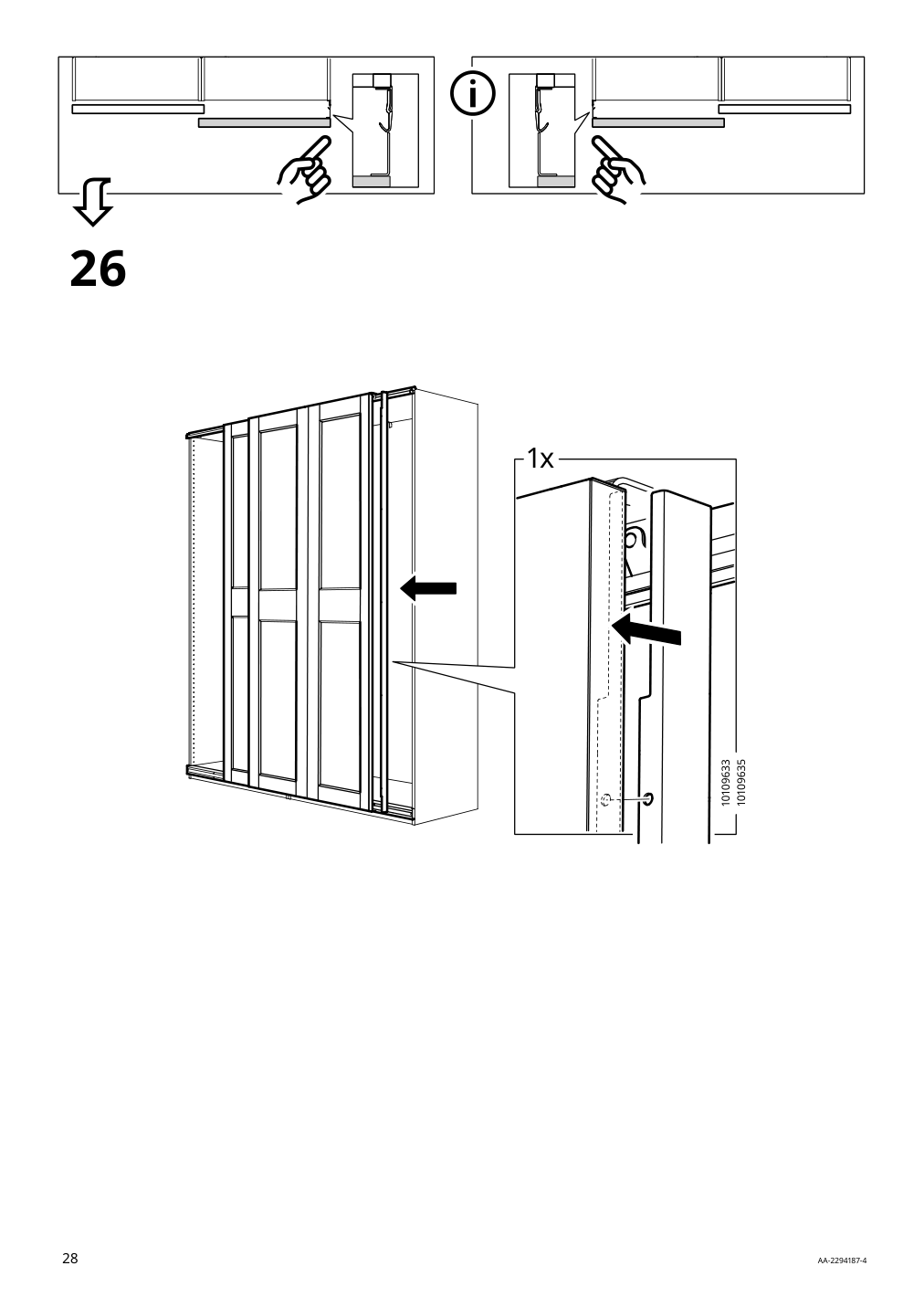 Assembly instructions for IKEA Grimo pair of sliding doors white | Page 28 - IKEA PAX / GRIMO wardrobe combination 994.329.72