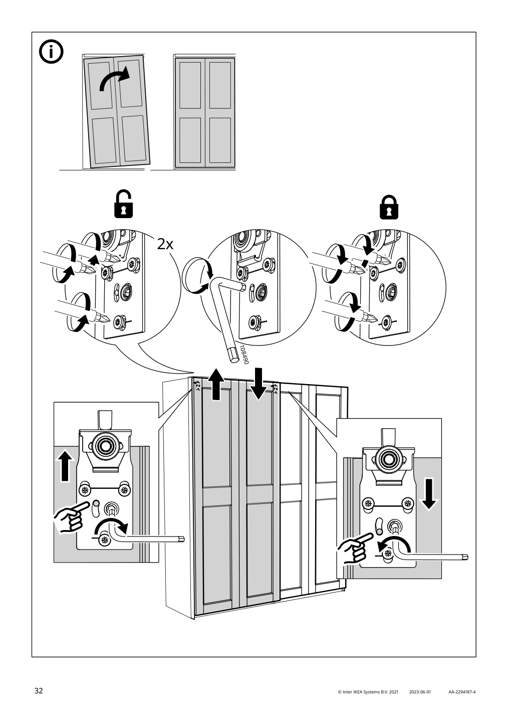 Assembly instructions for IKEA Grimo pair of sliding doors white | Page 32 - IKEA PAX / GRIMO wardrobe combination 994.329.72