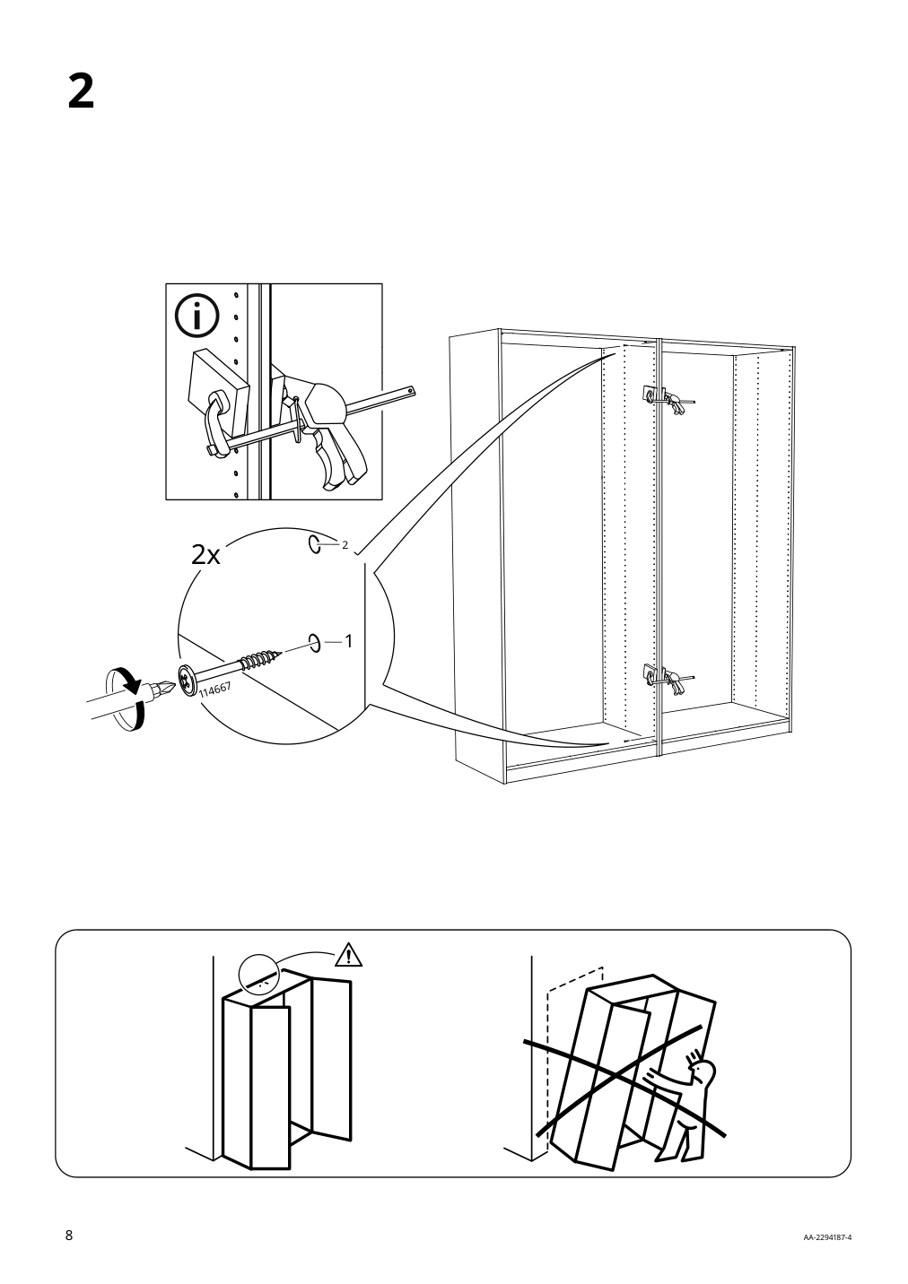 Assembly instructions for IKEA Grimo pair of sliding doors white | Page 8 - IKEA PAX / GRIMO wardrobe combination 994.329.72