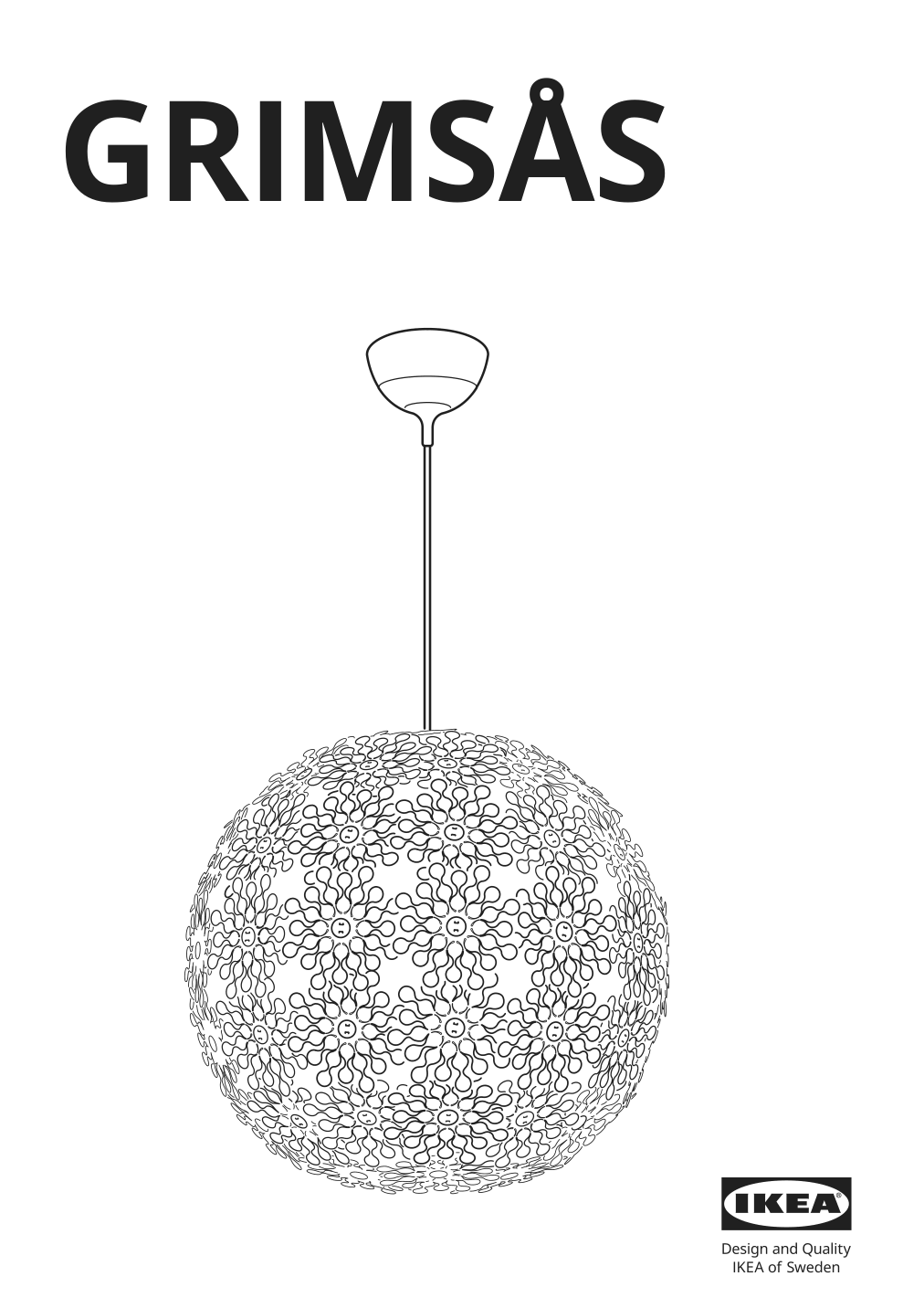 Assembly instructions for IKEA Grimsas pendant lamp white | Page 1 - IKEA GRIMSÅS pendant lamp 103.647.40