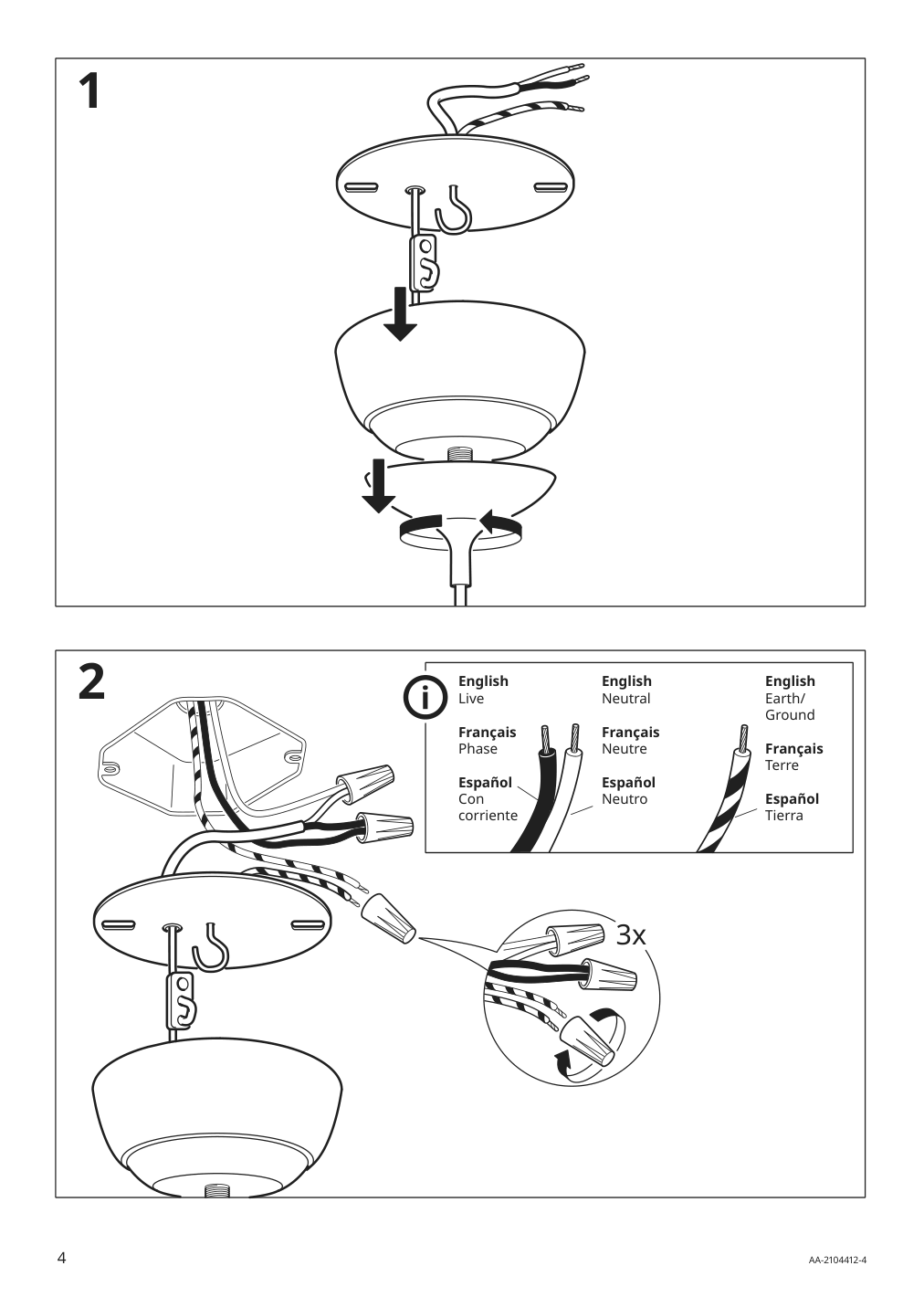 Assembly instructions for IKEA Grimsas pendant lamp white | Page 4 - IKEA GRIMSÅS pendant lamp 103.647.40