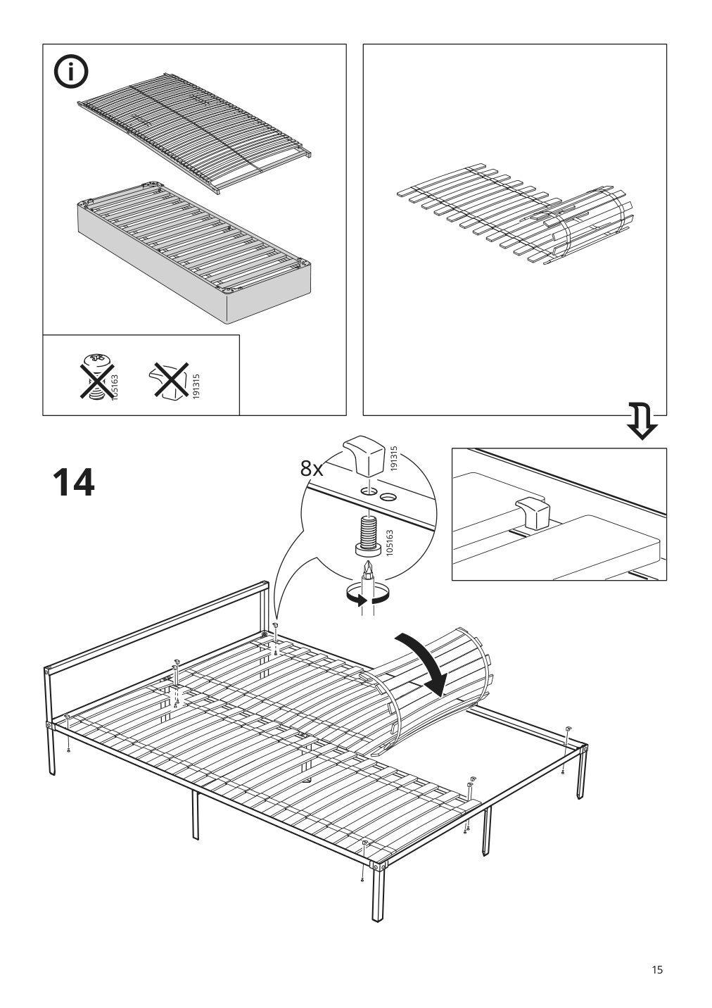 Assembly instructions for IKEA Grimsbu bed frame white | Page 15 - IKEA GRIMSBU bed frame 805.085.18