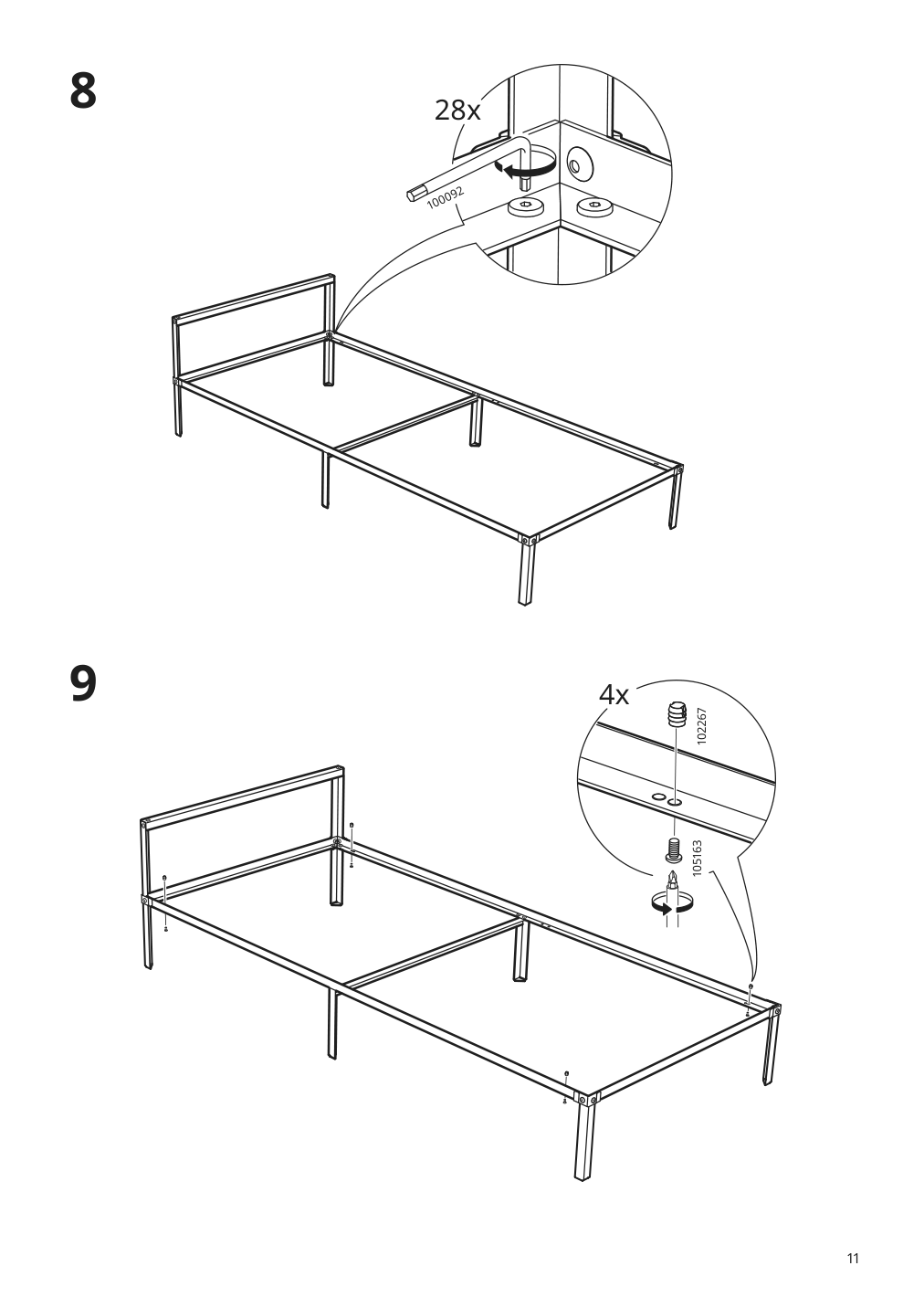 Assembly instructions for IKEA Grimsbu bed frame gray | Page 11 - IKEA GRIMSBU bed frame 494.378.06