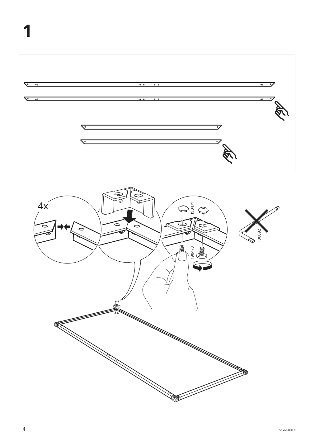 Assembly instructions for IKEA Grimsbu bed frame gray | Page 4 - IKEA GRIMSBU bed frame 494.378.06