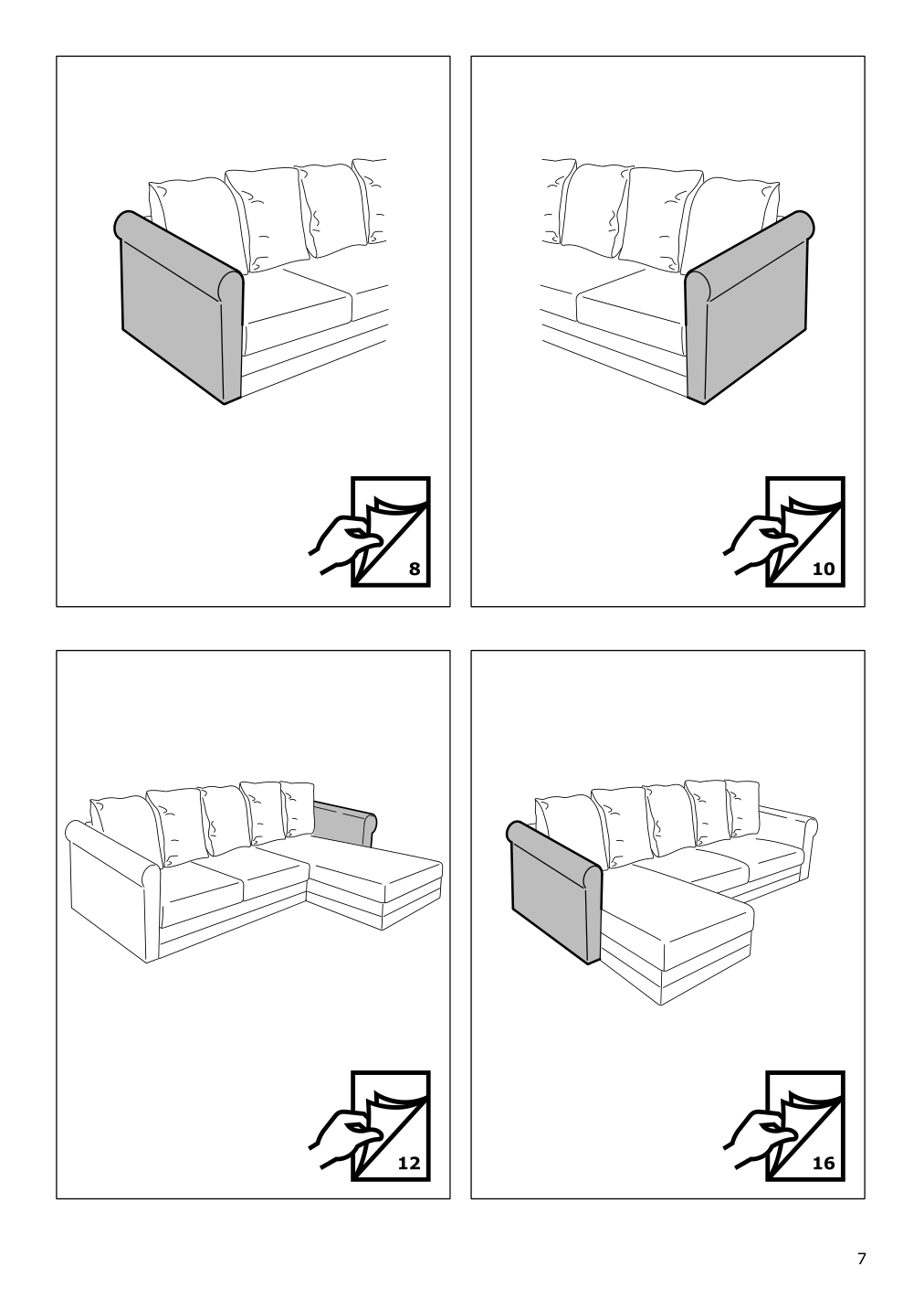 Assembly instructions for IKEA Groenlid cover for armrest ljungen dark red | Page 7 - IKEA GRÖNLID cover for armrest 703.970.21