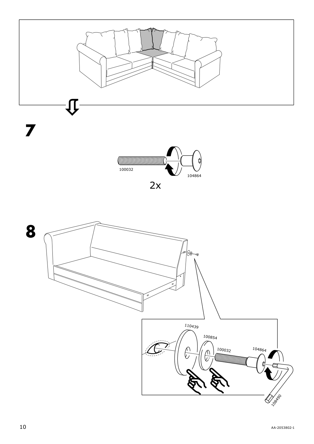 Assembly instructions for IKEA Groenlid cover for corner section ljungen dark red | Page 10 - IKEA GRÖNLID cover for corner section 003.970.05