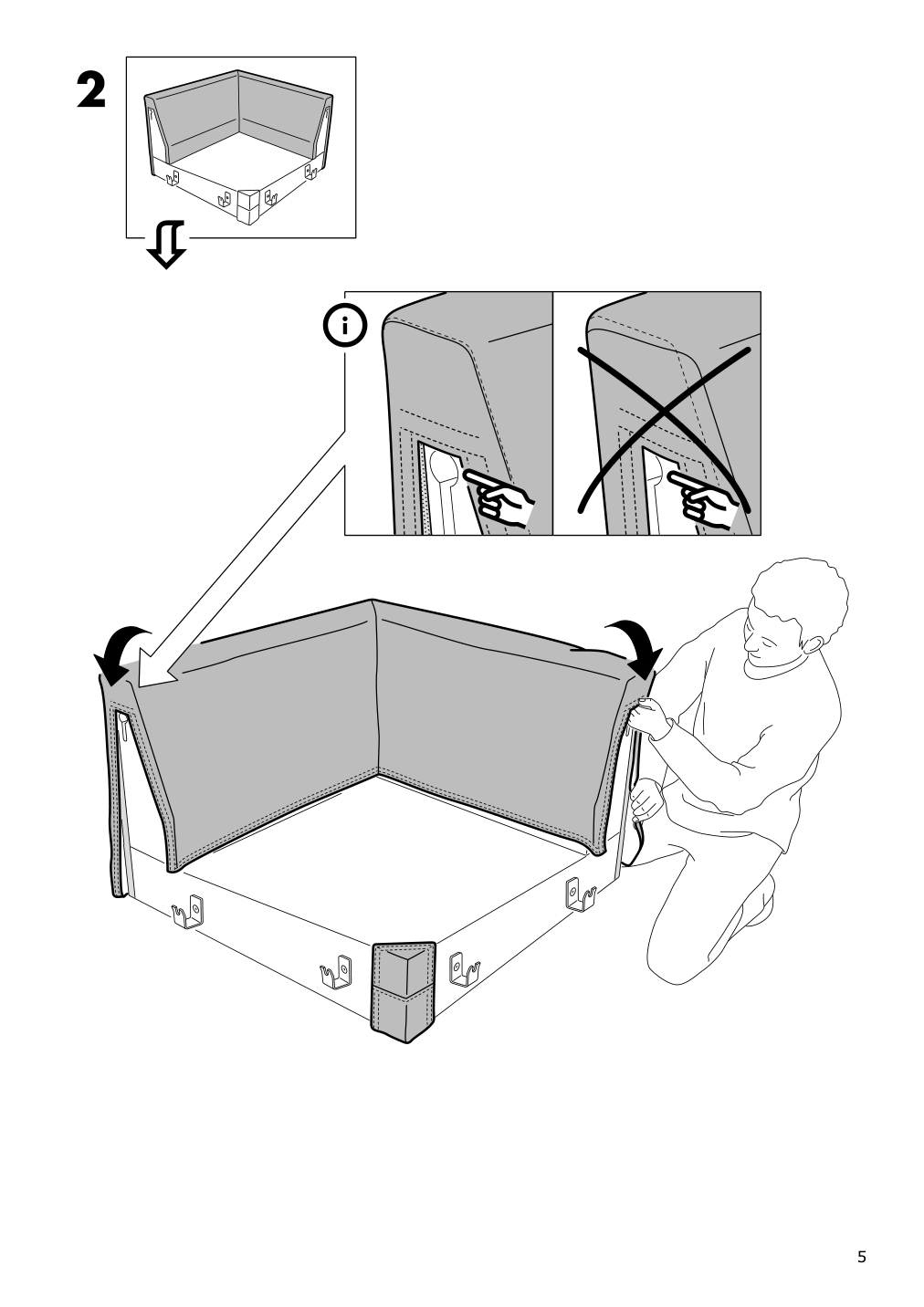 Assembly instructions for IKEA Groenlid cover for corner section ljungen dark red | Page 5 - IKEA GRÖNLID cover for corner section 003.970.05